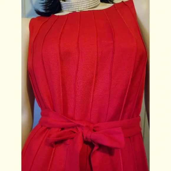❤️Calvin Klein Retro Red Fit & Flare Full Circle Skirt Party Dress - Picture 5 of 10